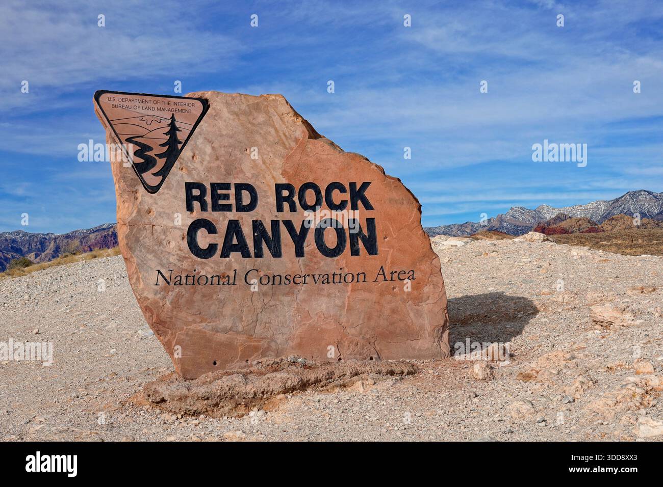 Segui le indicazioni per la Red Rock Canyon National Conservation area in Nevada Foto Stock