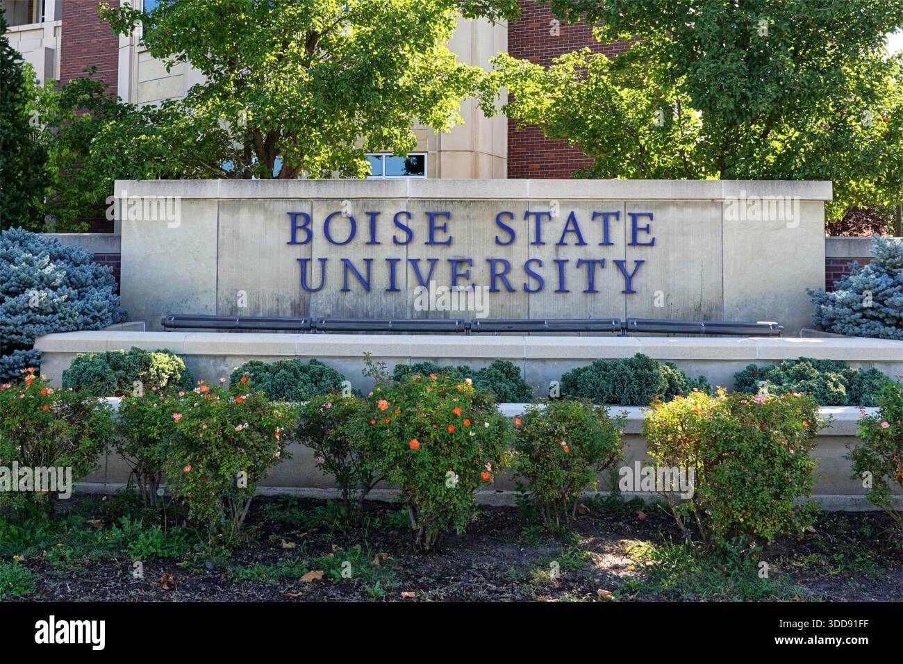 Cartello d'ingresso per la Boise State University in Idaho Foto Stock