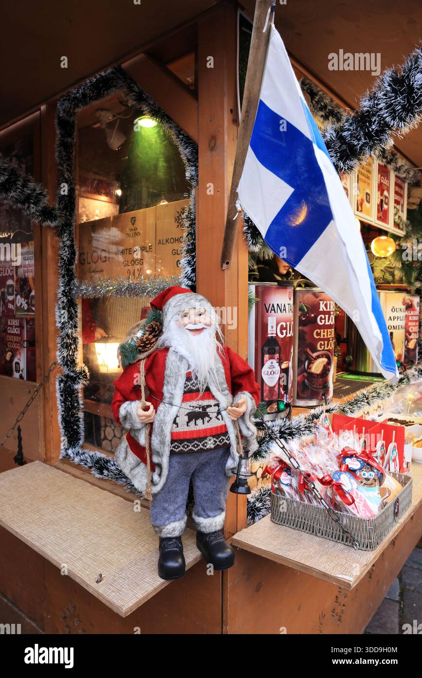Prodotti locali in vendita presso le bancarelle del mercatino di Natale di Tallinn, Estonia. Foto Stock