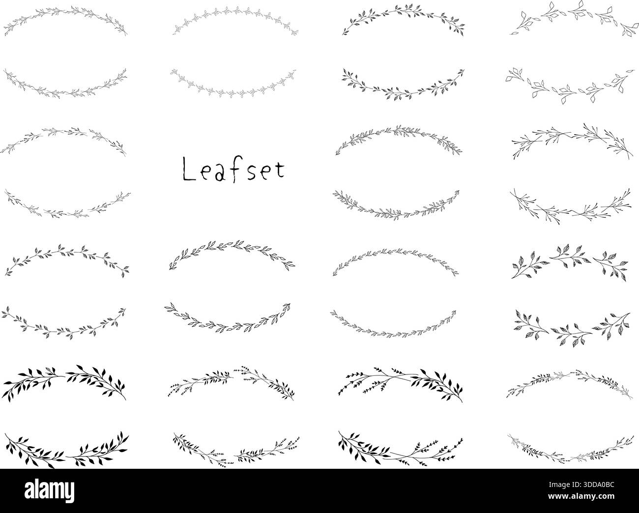 Set di lamelle semicircolari incorniciate. Illustrazione Vettoriale