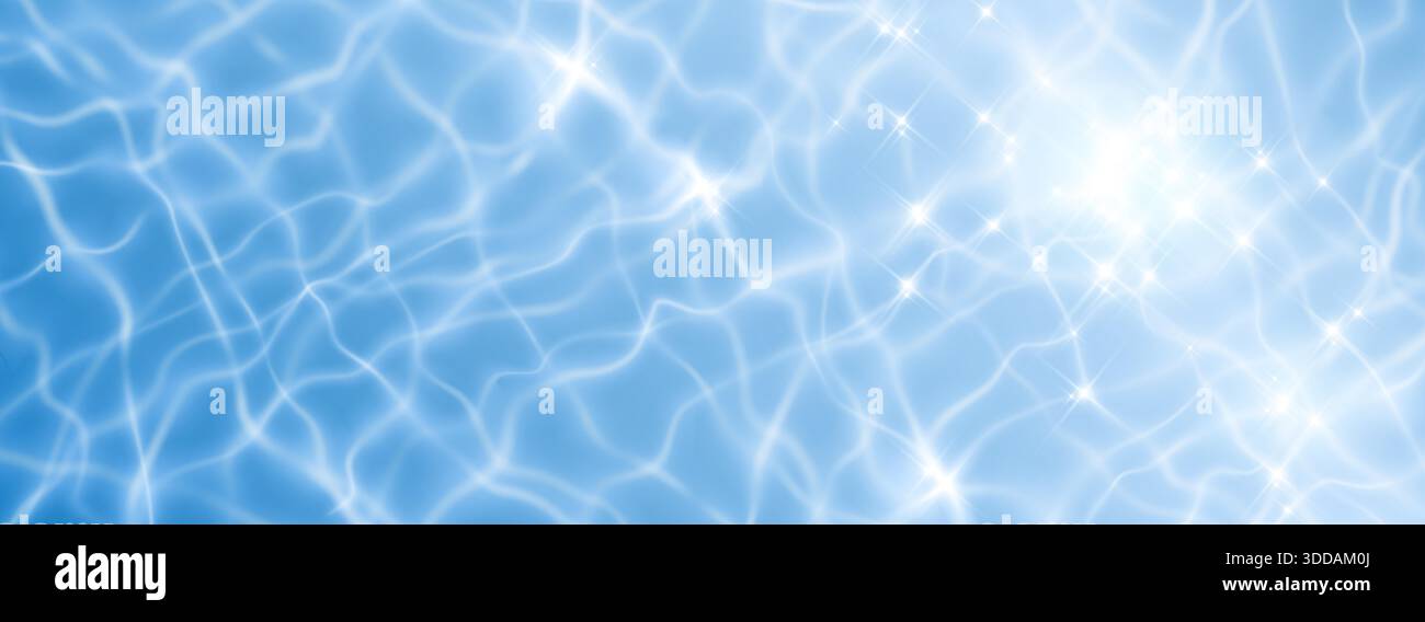 Vista dall'alto della superficie di acqua blu trasparente. Illustrazione vettoriale realistica della consistenza dell'acqua senza cuciture, sfondo della piscina con riflessi di luce e onde, poster dell'hotel estivo, onde dell'oceano o del mare Illustrazione Vettoriale