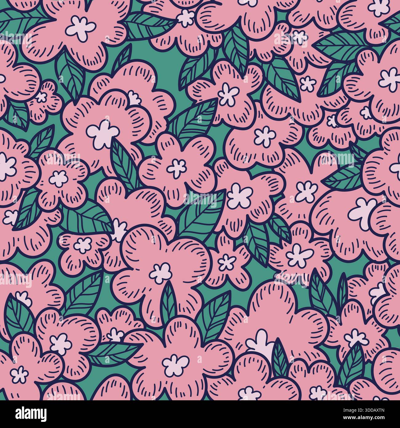 I fiori di linea sfocano su sfondo beige motivo senza cuciture. Design per decorazione, decorazione a parete, carta da parati, copertina, striscione, poster, scheda. Illustrazione Vettoriale
