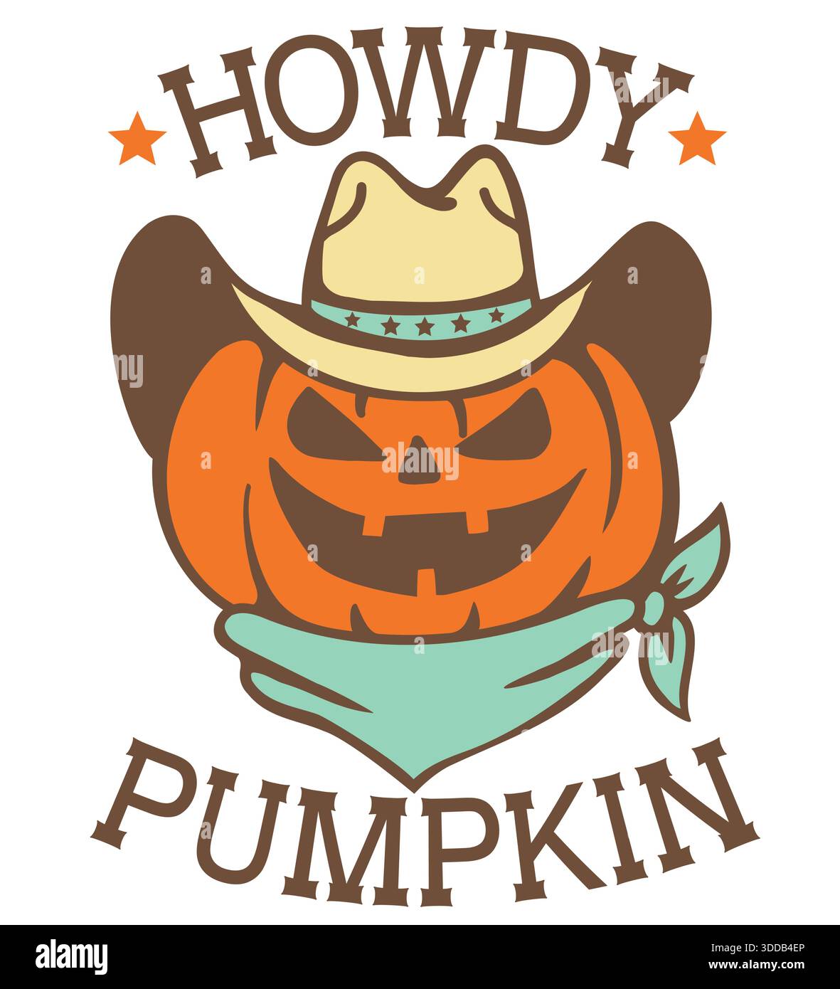 Illustrazione vettoriale di halloween Cowboy con zucca in cappello da cowboy e rodeo fantasma di halloween Illustrazione Vettoriale