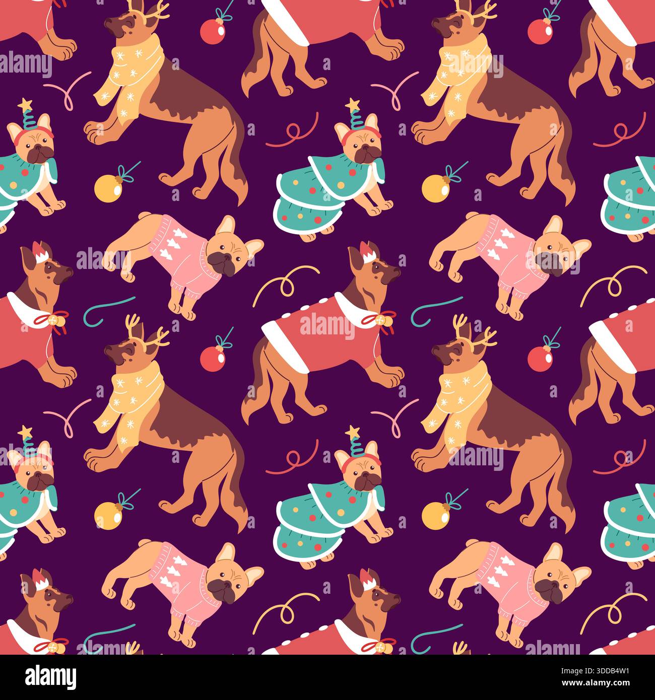 Adorabile Clipart di cane di Natale - Cucciolo carino con cappello da Babbo Natale con scatole regalo PNG per fai da te, biglietti, poster, progetti digitali DTG per le vacanze - Italia