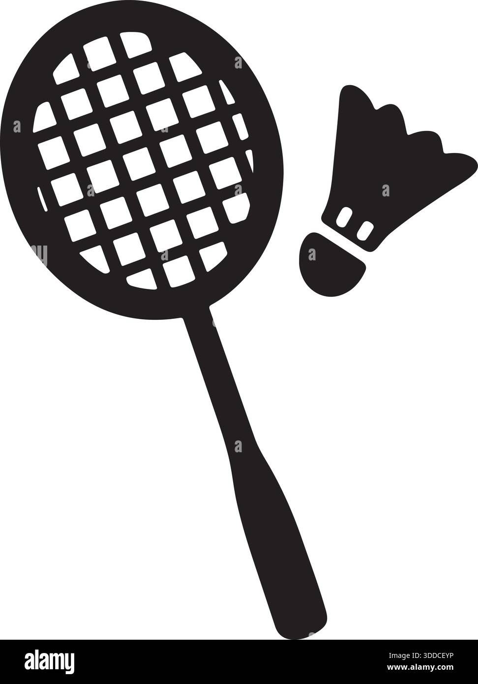 La racchetta da badminton e l'icona con la silhouette del rubinetto mostrano un'illustrazione vettoriale Illustrazione Vettoriale