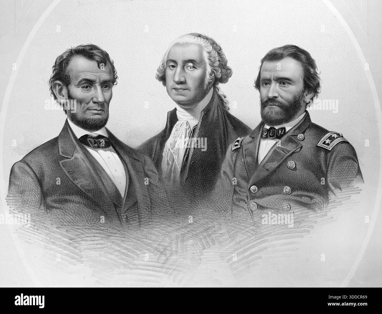 Tre presidenti degli Stati Uniti, Lincoln, Washington, Grant, 1872 Foto Stock
