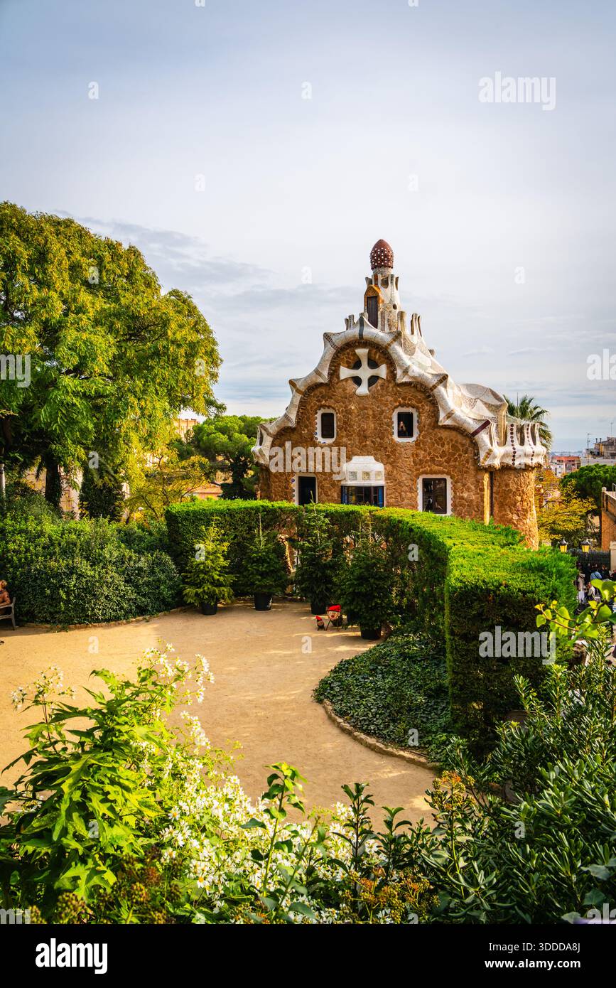 Il famoso Parco Guell di Barcellona creato da Antoni Gaudí Foto Stock