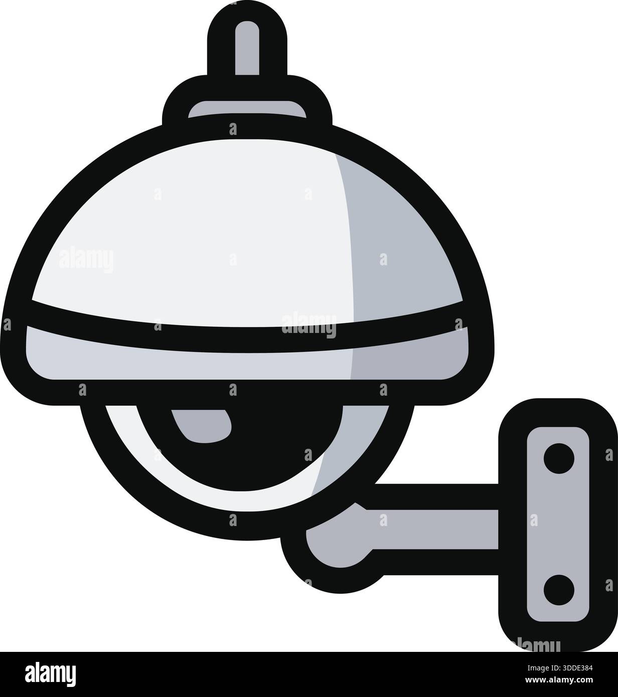 Telecamera di sicurezza a cupola montata a parete per il monitoraggio della sorveglianza. Illustrazione Vettoriale