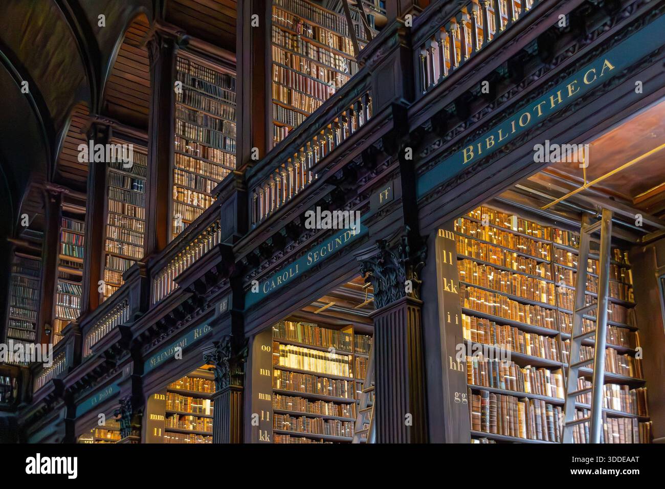 Dublino, Irlanda - settembre 08. 2025: Librerie nella Long Room del Trinity College Old Library di Dublino. È una delle più famose biblioteche della Foto Stock