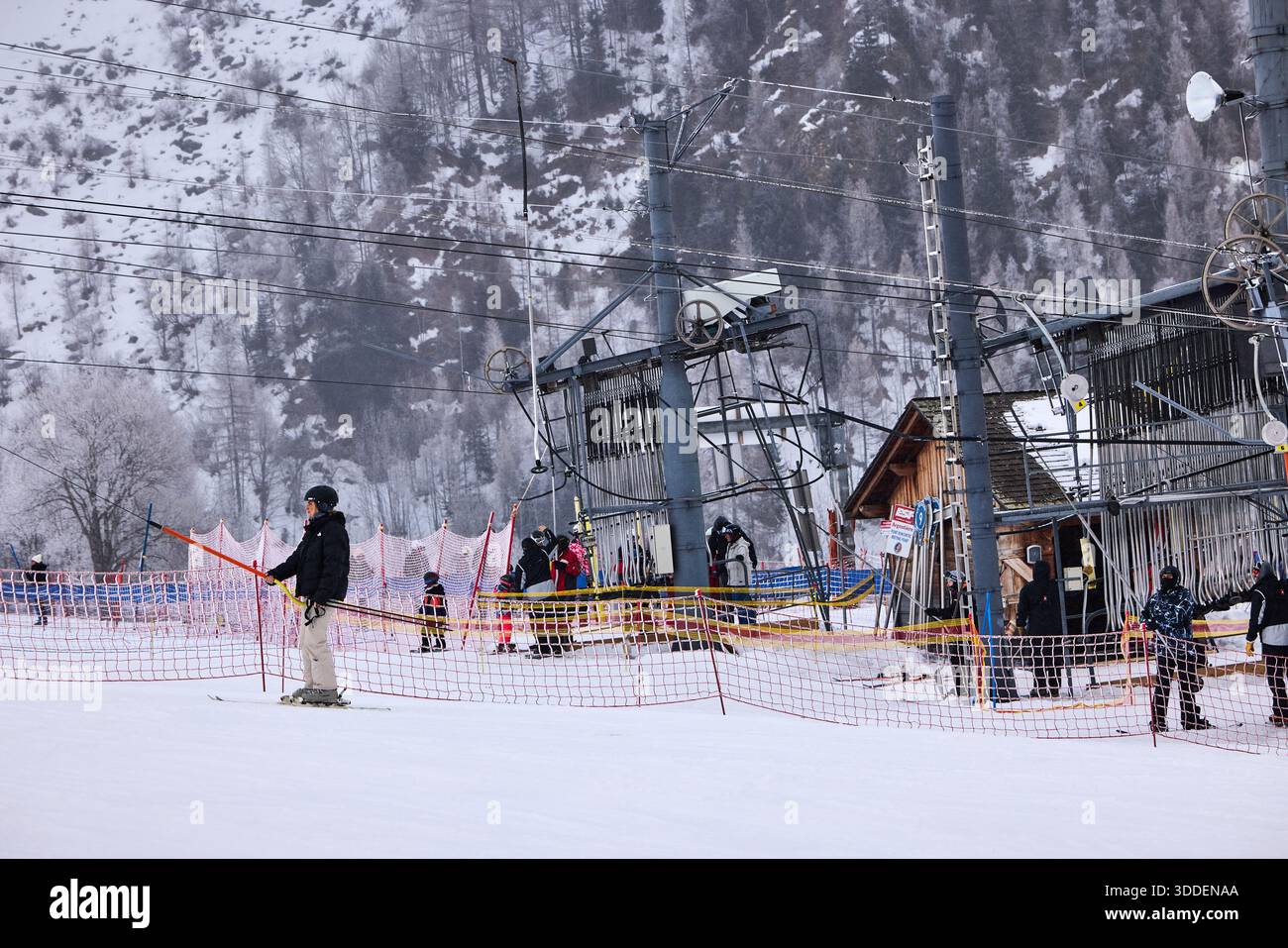 Chamonix-Mont-Blanc nelle Alpi francesi località sciistica Domaine du Tour Foto Stock