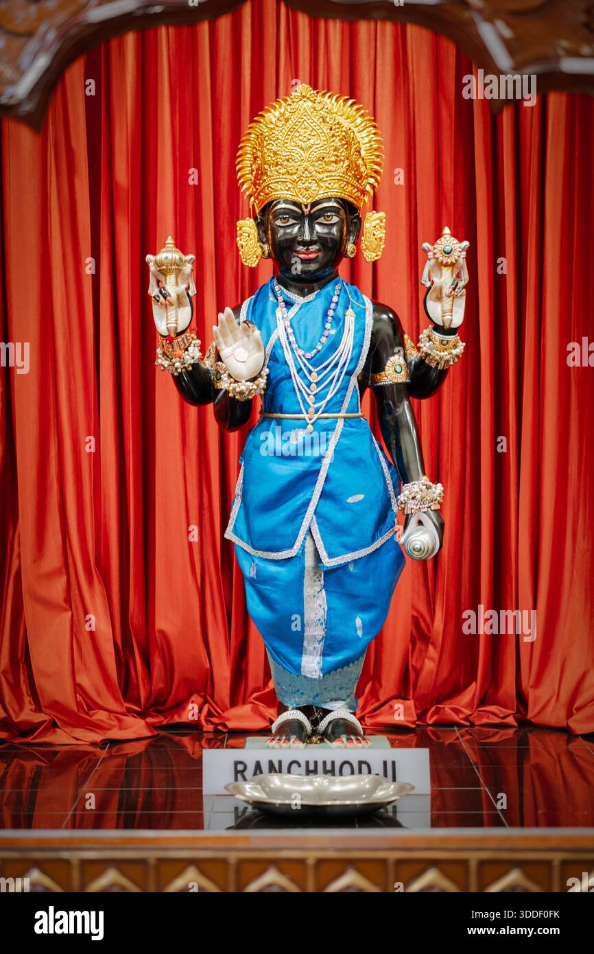 Una statua di RanchhodJi un nome venerato per Lord Krishna. Nel tempio di Getta a Corona. È particolarmente popolare nel Gujarat, in India Foto Stock