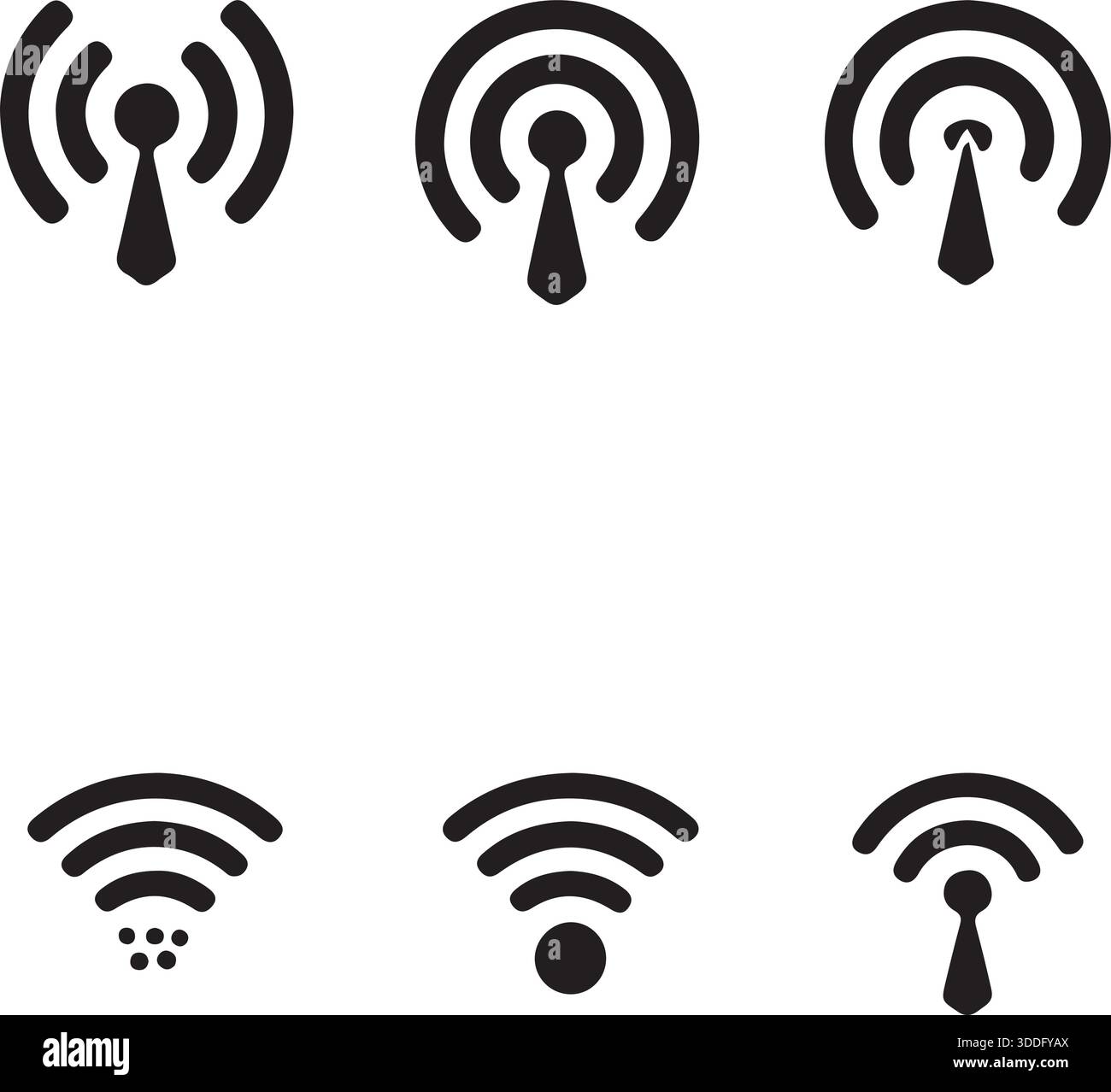 Le icone di comunicazione wireless e segnale impostano connettività silhouette design vettoriale Illustrazione Vettoriale
