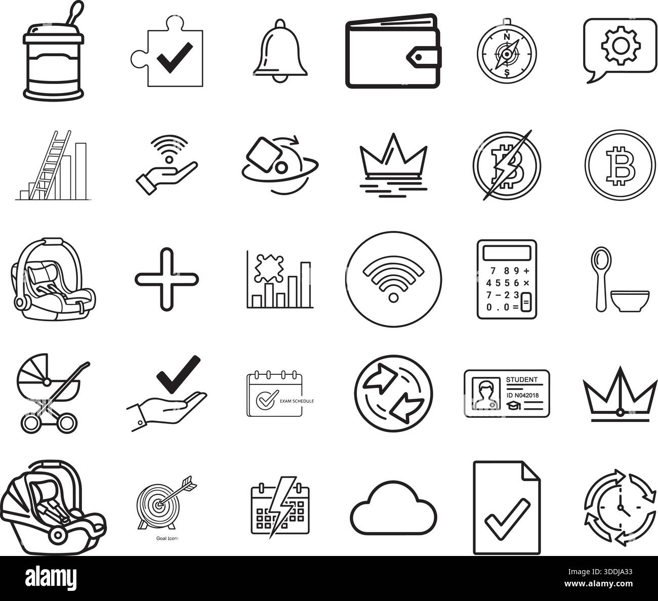 Raccolta di icone moderne per aziende e tecnologie per uso commerciale Illustrazione Vettoriale