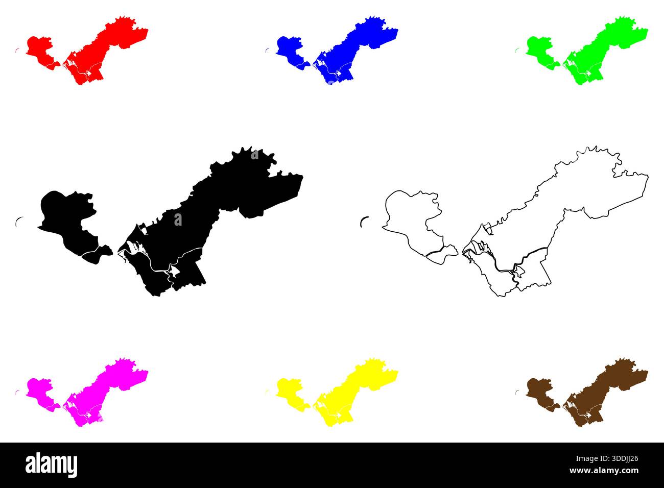 Città di Meycauayan (regione di Luzon centrale, Repubblica delle Filippine, ROP) illustrazione vettoriale della mappa, schizzo di scarabeo mappa di Meycauayan Illustrazione Vettoriale