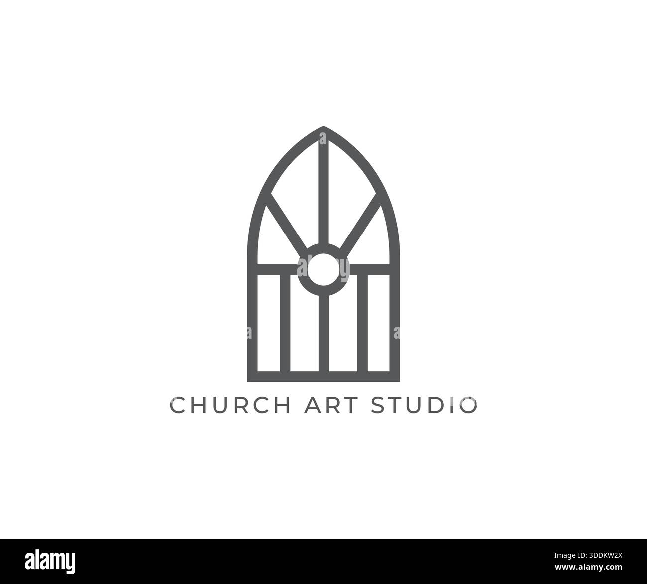 Modello minimale con logo per finestre in vetro colorato Illustrazione Vettoriale