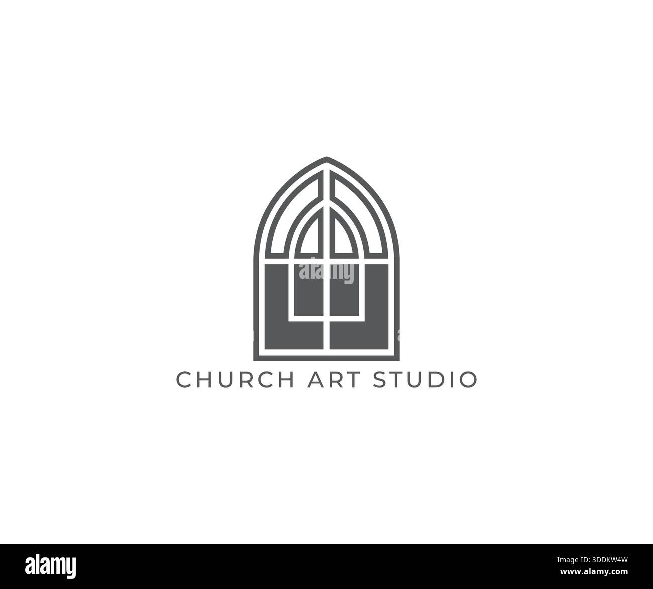 Modello minimale con logo per finestre in vetro colorato Illustrazione Vettoriale