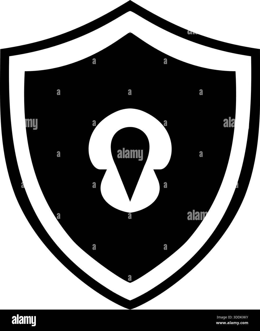 Scudo di sicurezza con icona Keyhole - simbolo di protezione nero minimalista Illustrazione Vettoriale