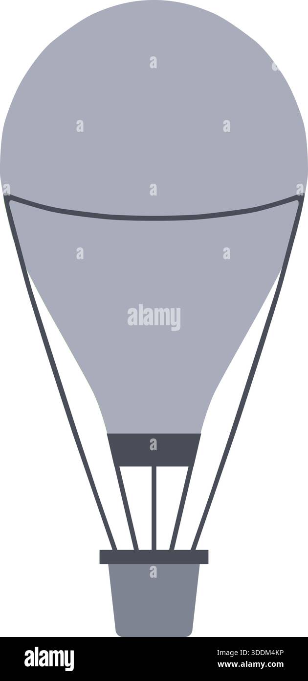 Un palloncino ad aria calda dal design minimalista con una busta liscia e linee di cesto in tonalità grigie fresche. Illustrazione Vettoriale