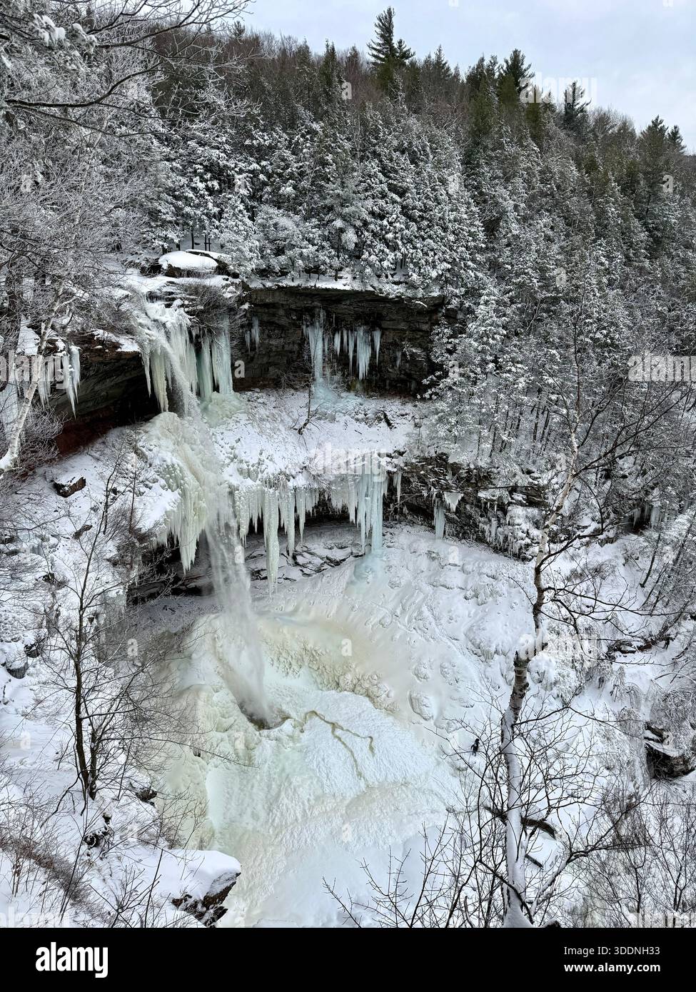 Le spettacolari cascate Kaaterskill, situate vicino al lago North South, vicino a Tannersville e alle Haines Falls, New York, si trovano all'interno delle Catskill Mountains. Foto Stock