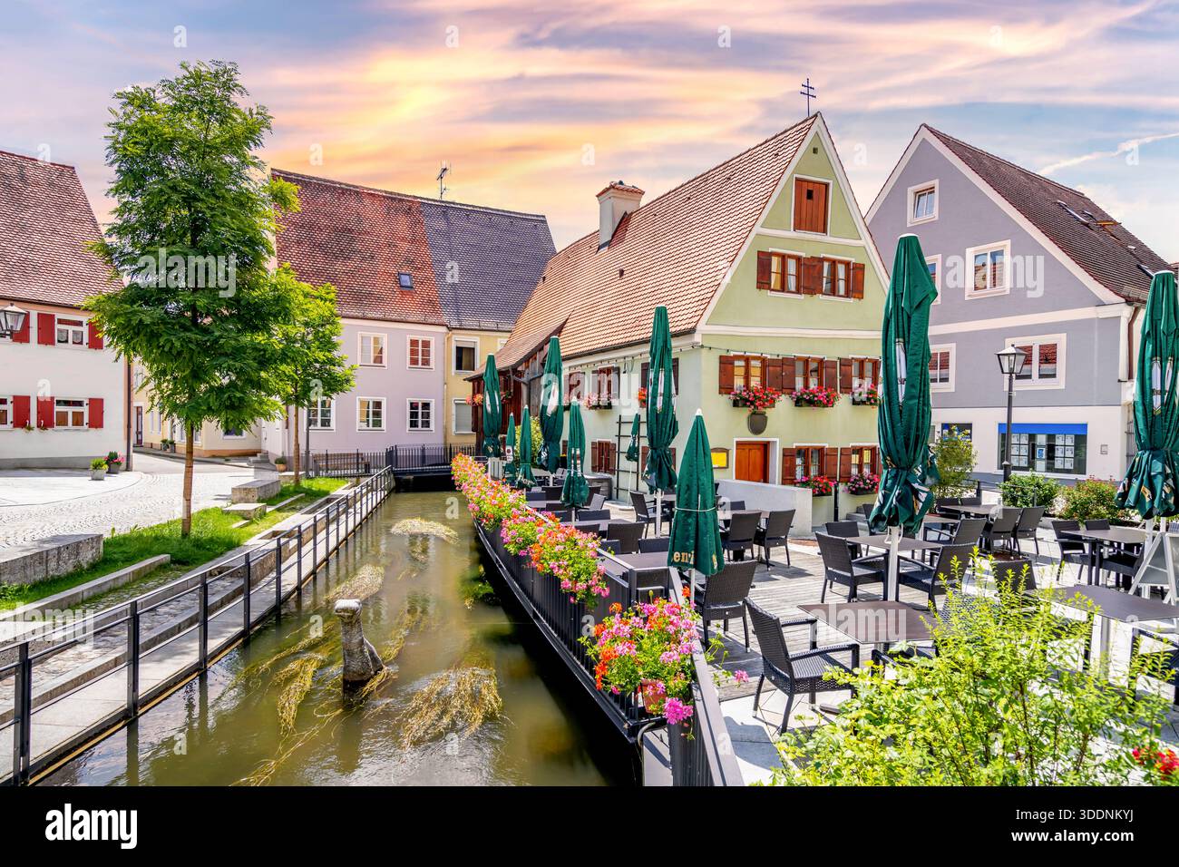 Città vecchia di Mindelheim, Germania Foto Stock