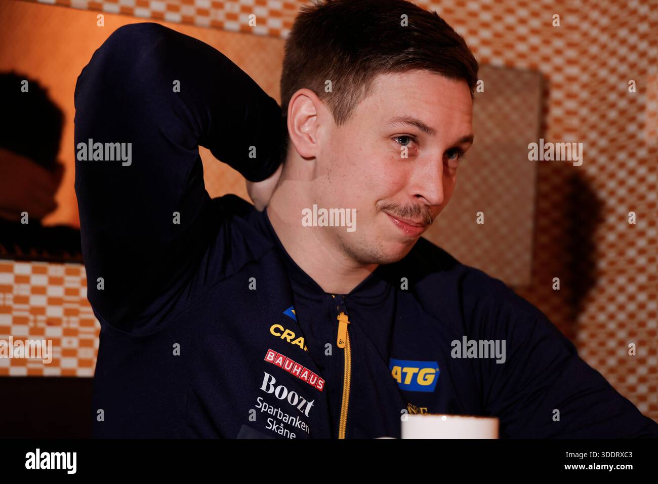 GOTHENBURG, SVEZIA 20260103 giocatore della nazionale Jerry Tollbring durante la conferenza stampa di sabato allo Scandic Europa di Gothenburg con la nazionale svedese di pallamano in vista del Campionato europeo 2026. Foto: Adam Ihse/TT/Code 9200 questo testo è tradotto automaticamente credito: TT News Agency/Alamy Live News Foto Stock