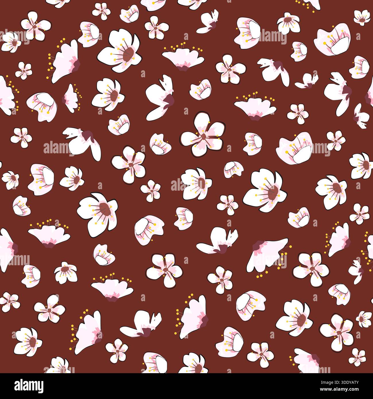 Fiori in fiore primaverile ramificano Sakura ciliegio motivo senza cuciture Illustrazione Vettoriale