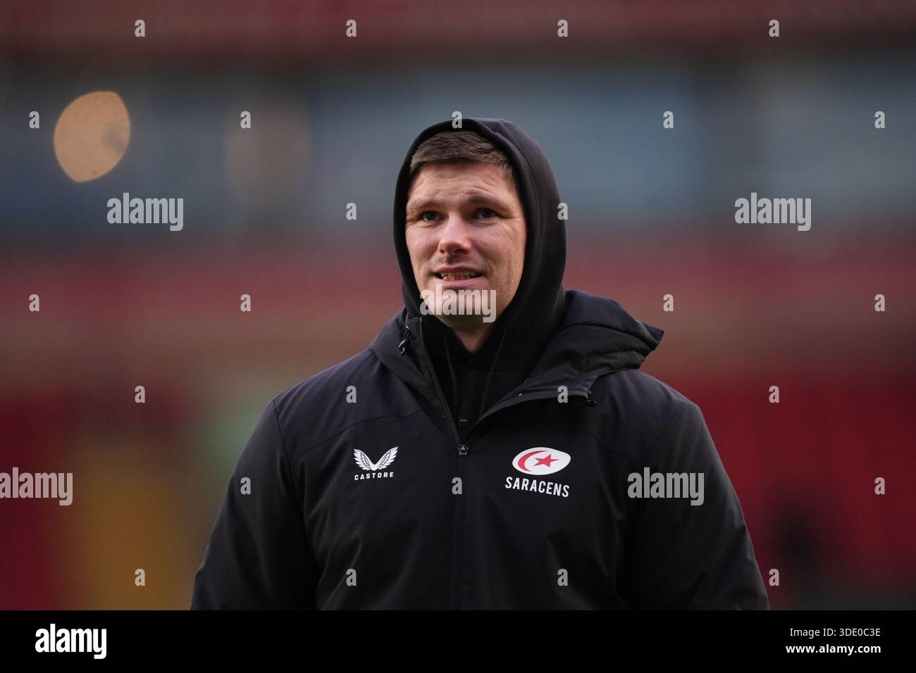 Owen Farrell dei Saracens prima del Gallagher PREM match a Mattioli Woods Welford Road, Leicester. Data foto: Sabato 4 gennaio 2026. Foto Stock