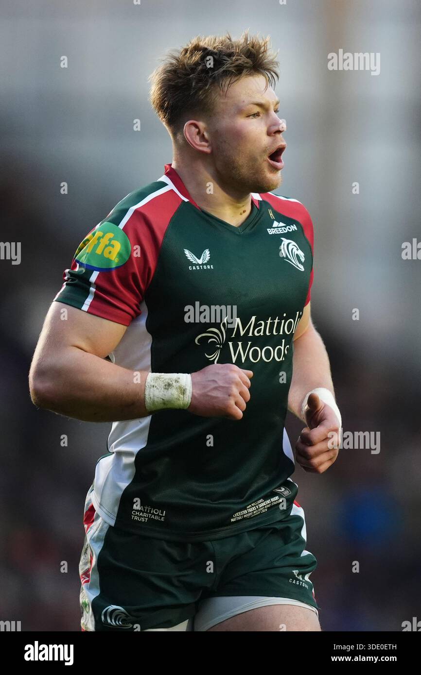 Durante il Gallagher PREM match a Mattioli Woods Welford Road, Leicester. Data foto: Sabato 4 gennaio 2026. Foto Stock