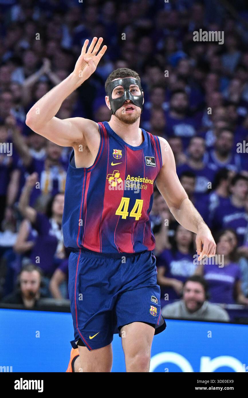 Madrid, Spagna. 4 gennaio 2026. Joel Parra del FC Barcelona durante la partita di Liga Endesa ACB tra Real Madrid e FC Barcelona alla Movistar Arena di Madrid il 4 gennaio 2026, Spagna (foto di Oscar Gonzalez/Sipa USA) crediti: SIPA USA/Alamy Live News Foto Stock