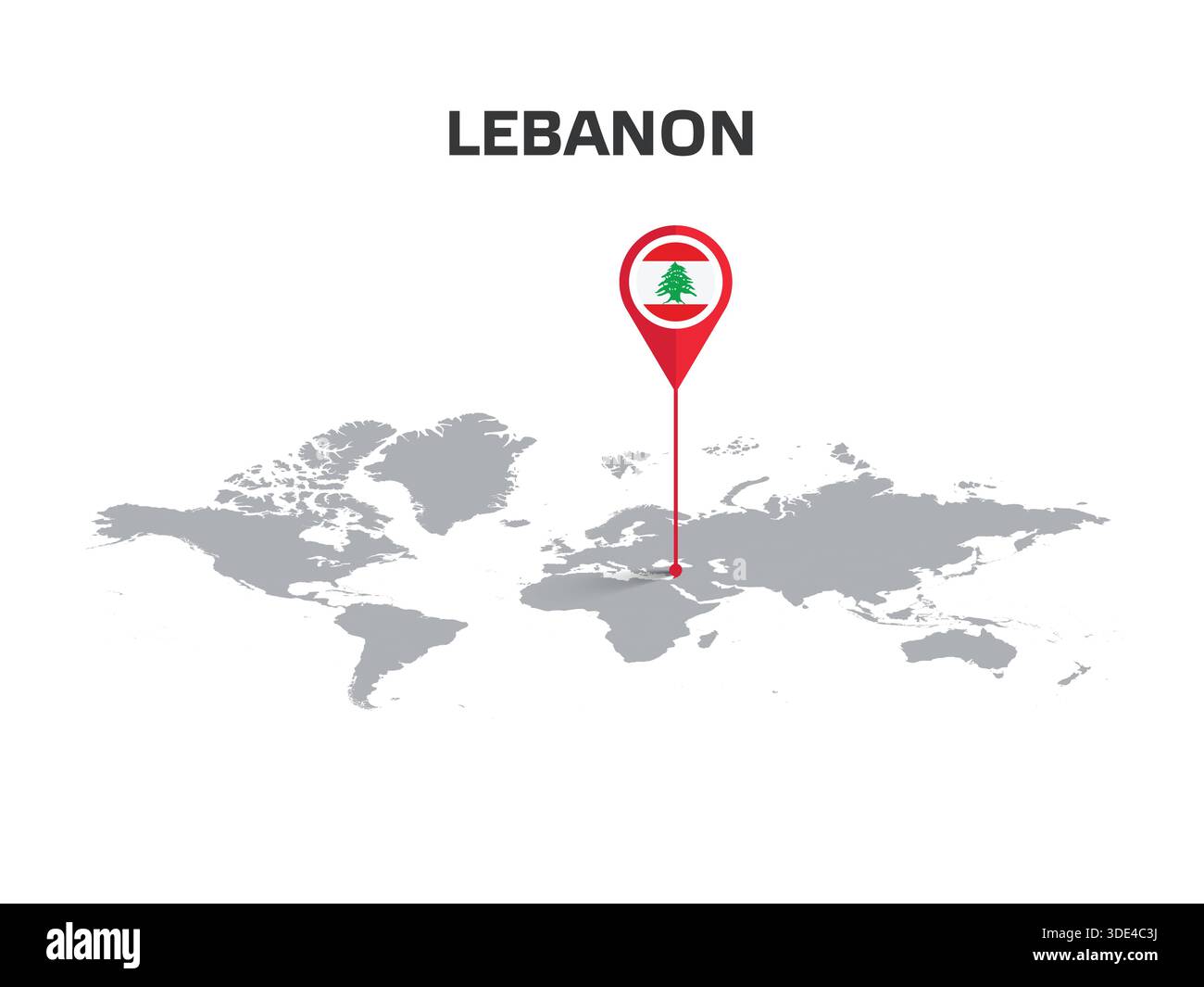 Spilla della posizione DEL LIBANO sulla mappa del mondo con bandiera nel corpo di pin Illustrazione Vettoriale