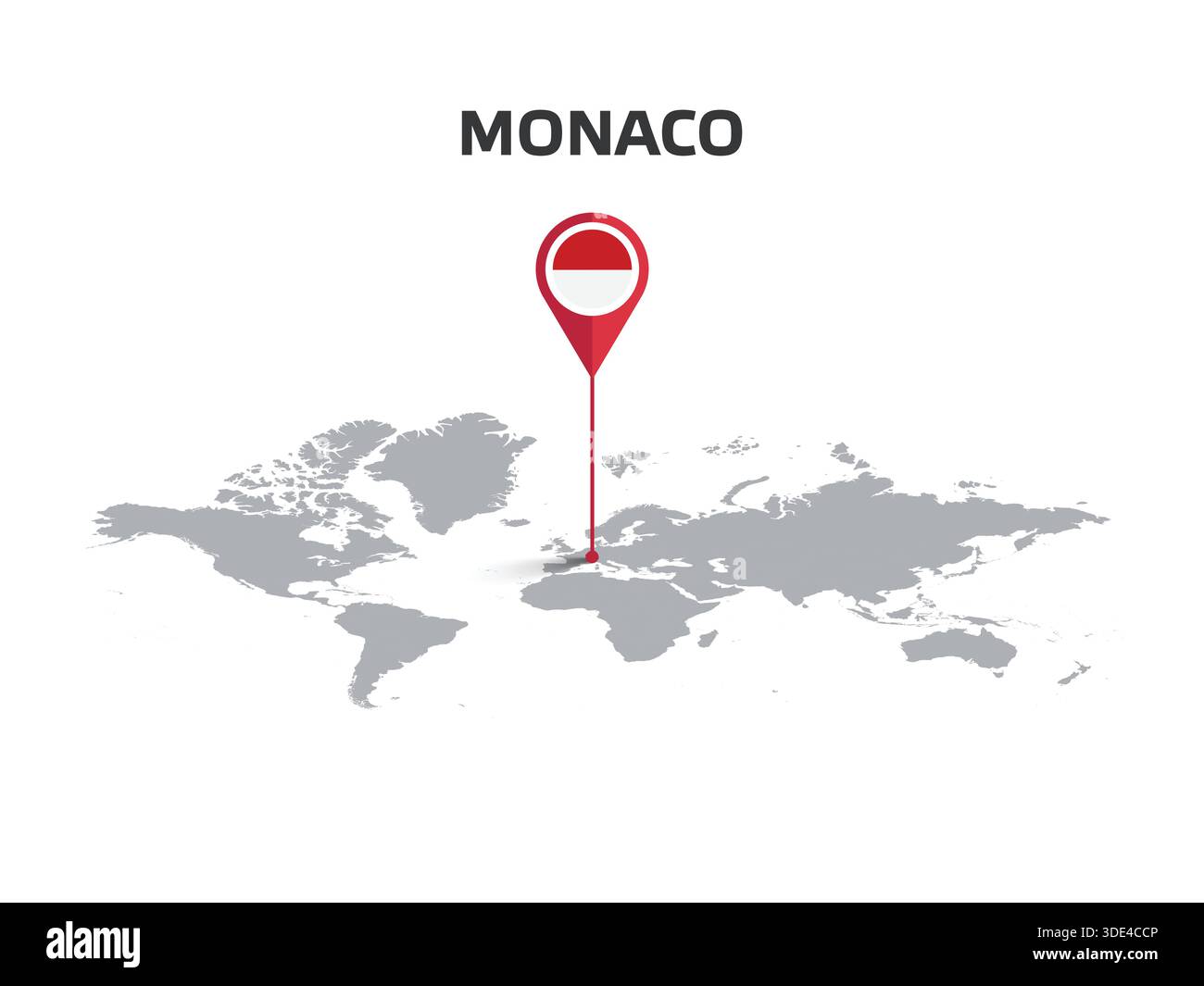 Spilla di MONACO sulla Mappa del mondo con bandiera nel corpo di spilla Illustrazione Vettoriale