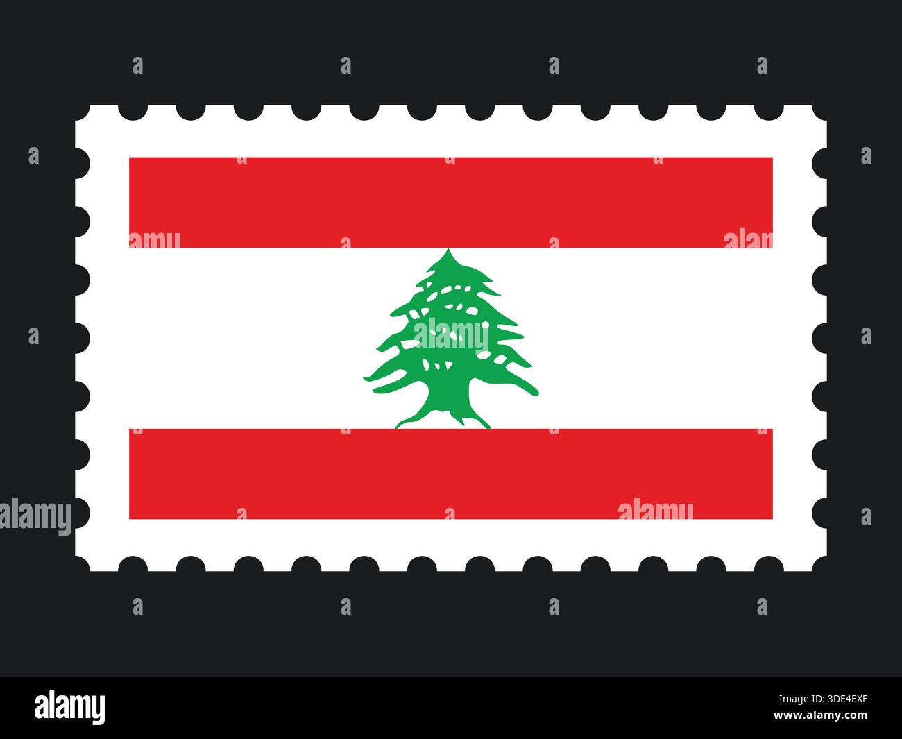 Icona del francobollo della bandiera nazionale per la posta LIBANESE, il patriottismo e l'identità nazionale Illustrazione Vettoriale