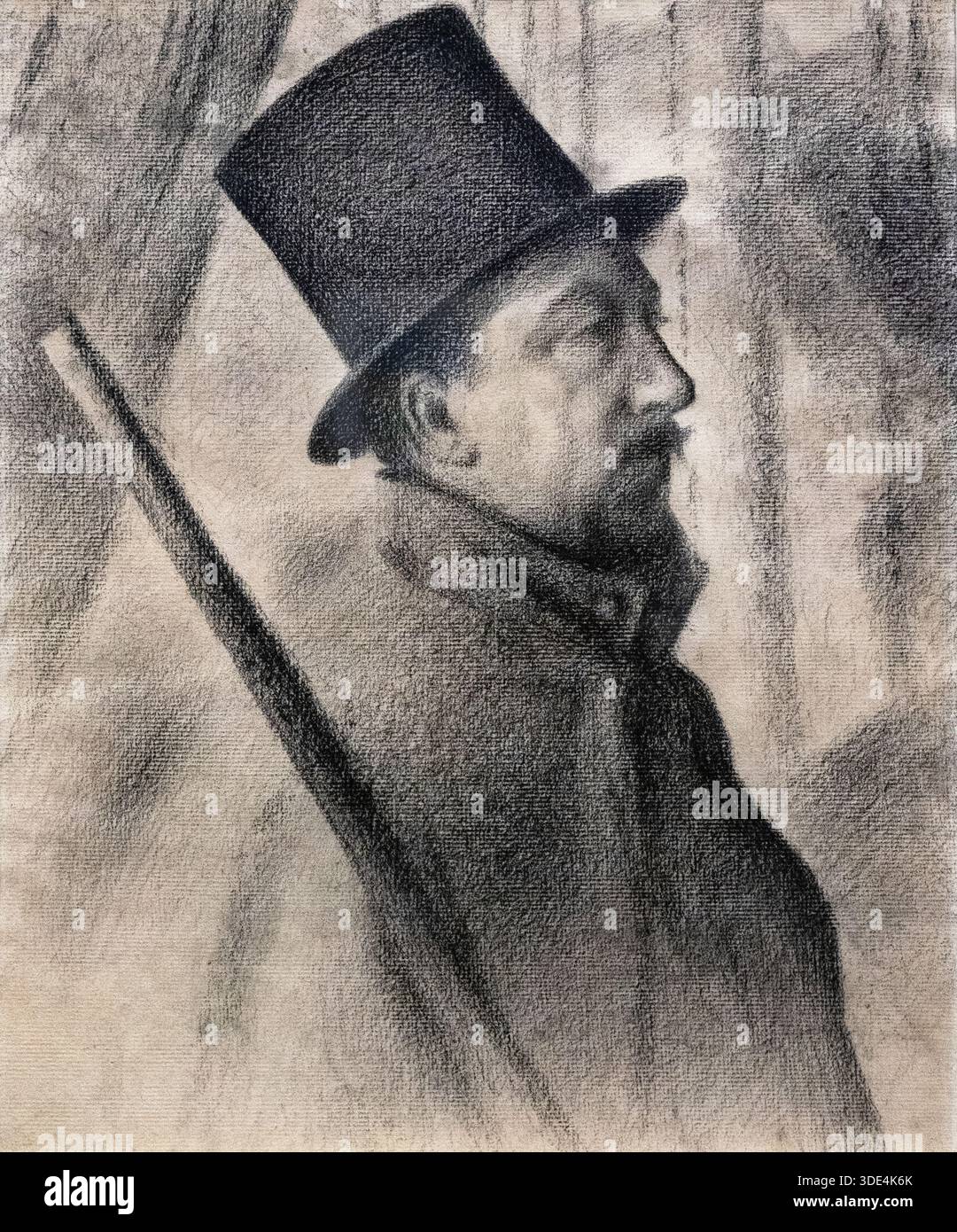 Georges Seurat 'Paul Signac' 1890. Georges Seurat disegna in stile puntinista un ritratto del suo amico e collega artista Paul Signac. Neo-impressionismo, XIX secolo. Foto Stock