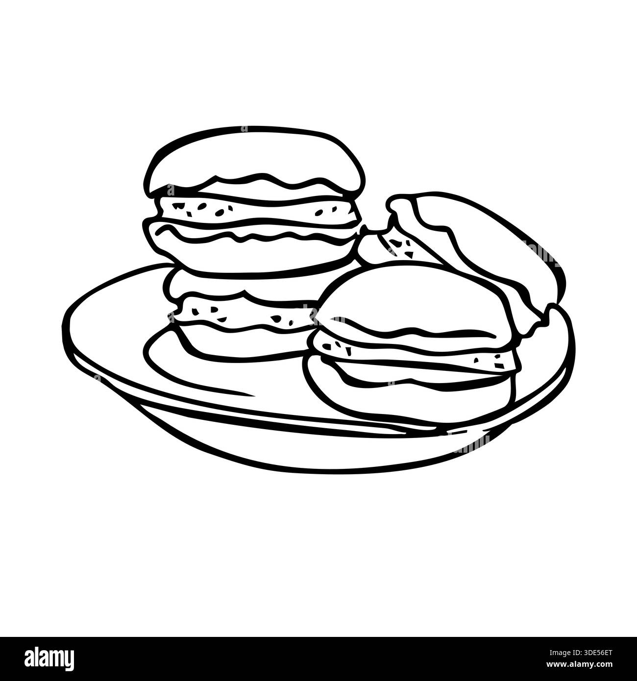 Delinea un piatto di macaron da dessert Illustrazione Vettoriale