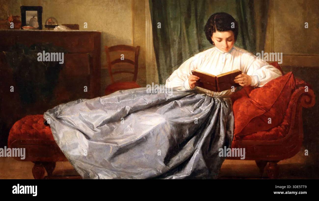 DONNA VITTORIANA CHE LEGGE Foto Stock