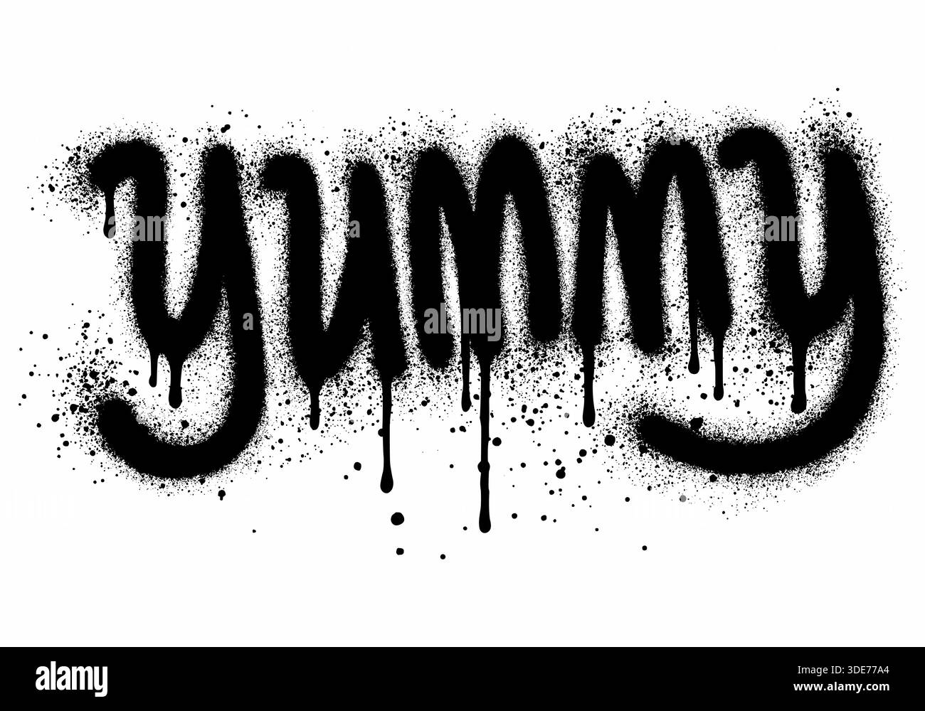 Delizioso in stile graffiti con vernice spray nera. Testo calligrafico isolato su sfondo bianco. Foto Stock