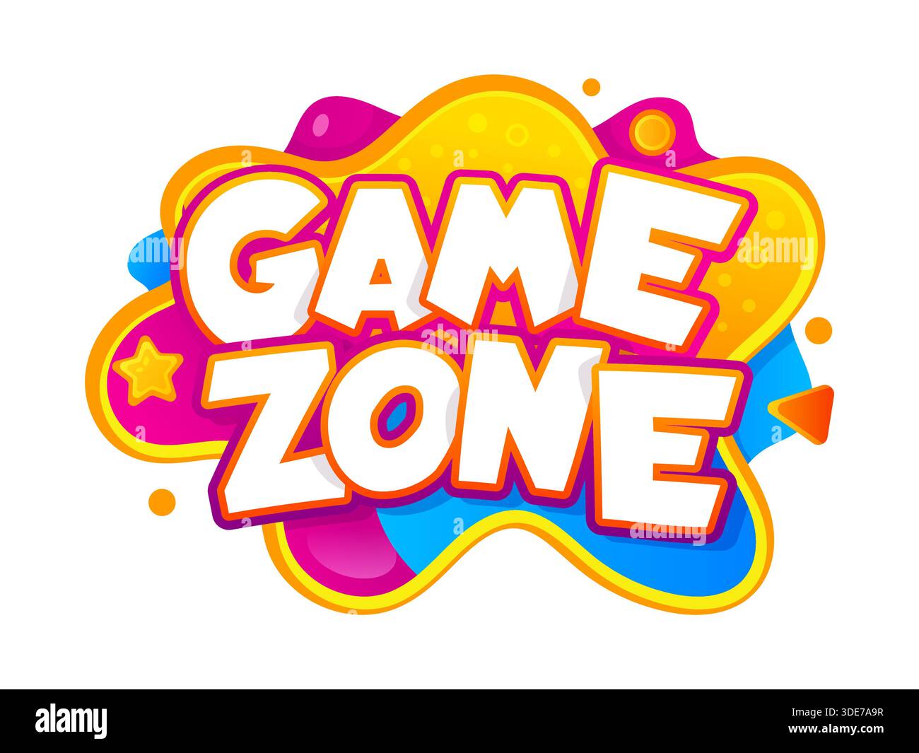 Etichetta area giochi per bambini con logo zona giochi per bambini Illustrazione Vettoriale