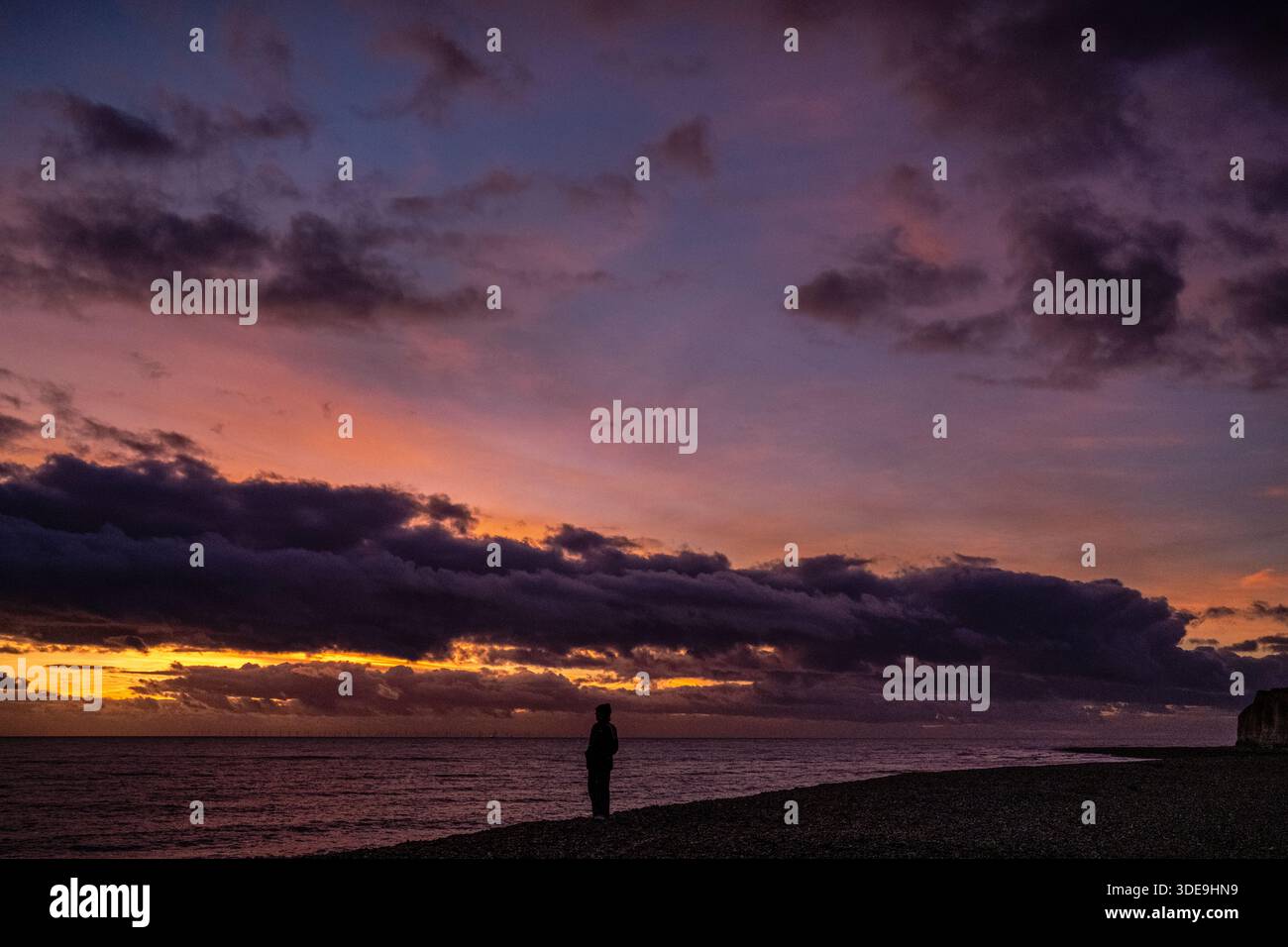 Tramonto in inverno a Newhaven, East Sussex, Inghilterra Foto Stock