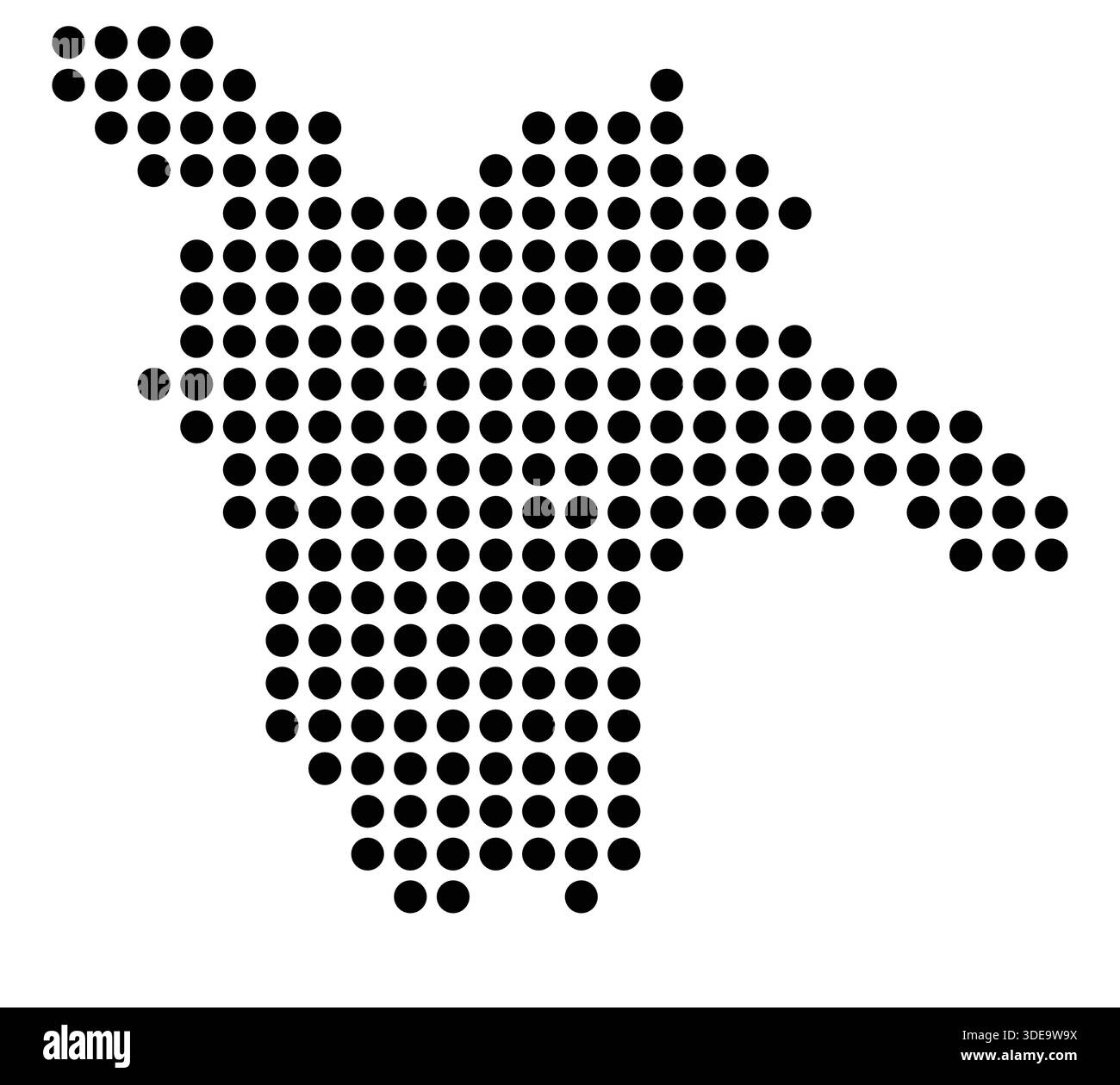 Mappa simbolo della città di Ferrara (Italia) che mostra la città con un motivo di pochi punti neri Illustrazione Vettoriale