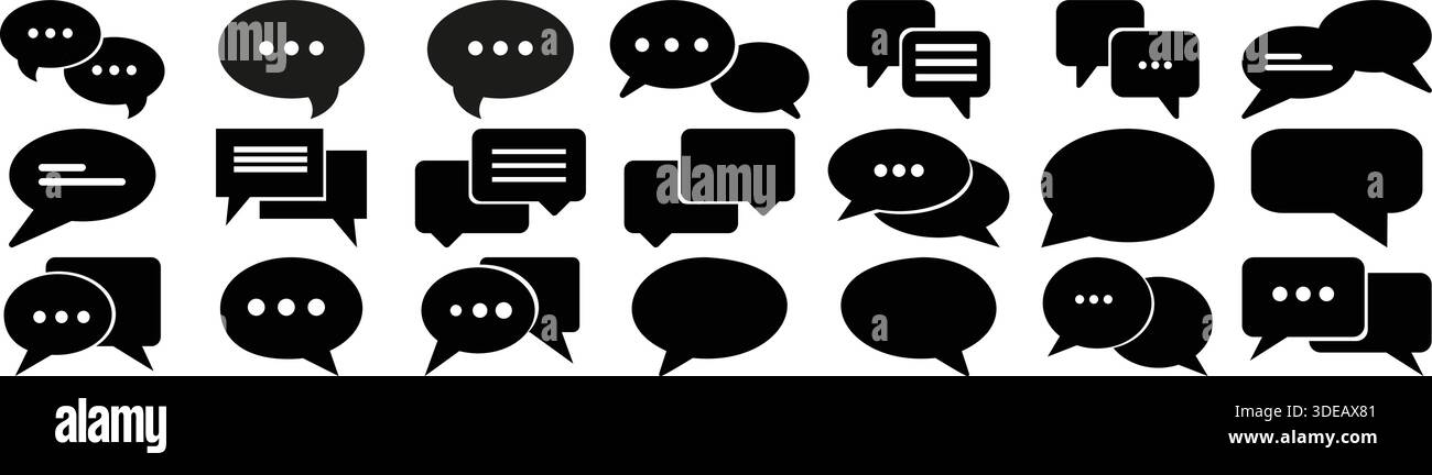 Icone a forma di bolla che rappresentano conversazione e messaggi Illustrazione Vettoriale
