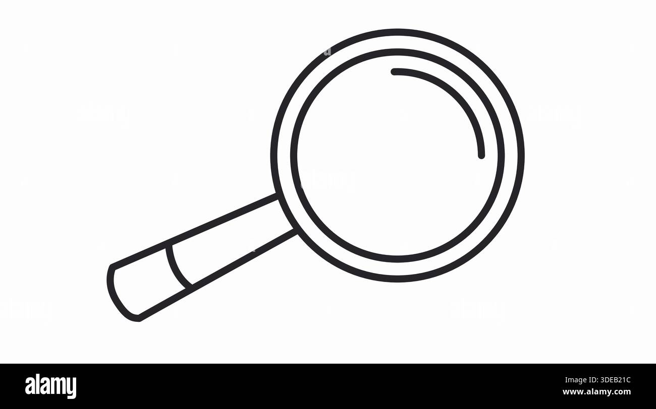 Icona della lente d'ingrandimento in bianco e nero – simbolo del vettore di ricerca minimalista Illustrazione Vettoriale