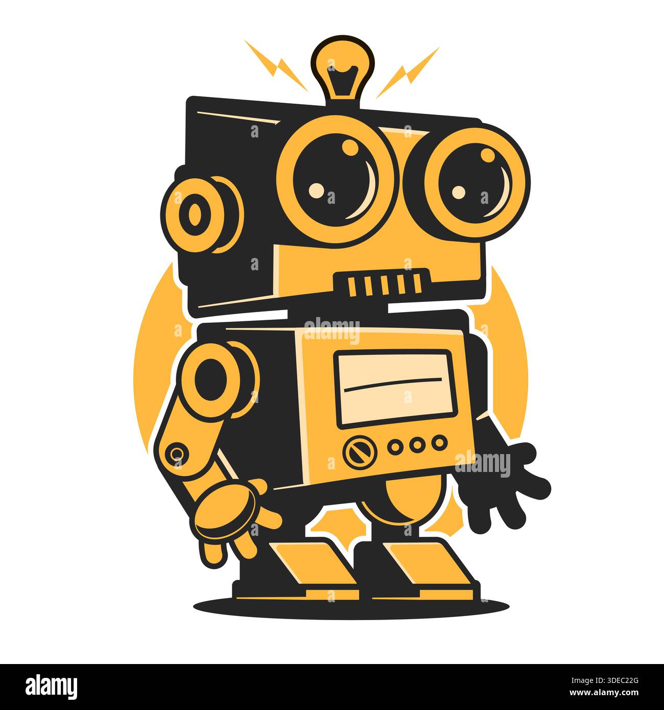 Modello logo robot. Design del logo robotico. Logo Tech bot. Illustrazione vettoriale Illustrazione Vettoriale