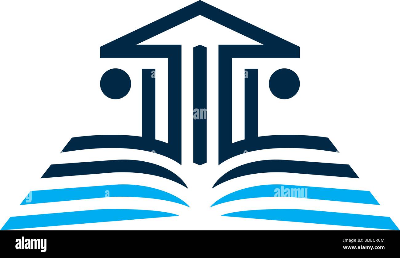 Modello vettoriale per la progettazione di logo per l'istruzione su pilastri del libro Illustrazione Vettoriale