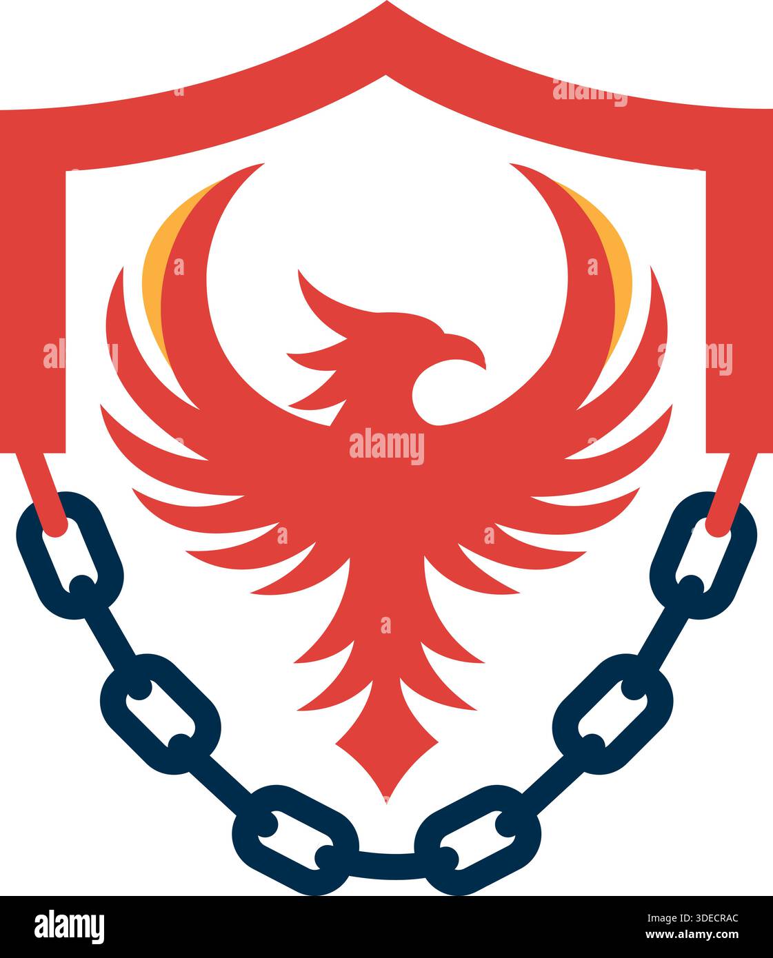 Logo Phoenix Freedom and Strength con catena per potenza Illustrazione Vettoriale