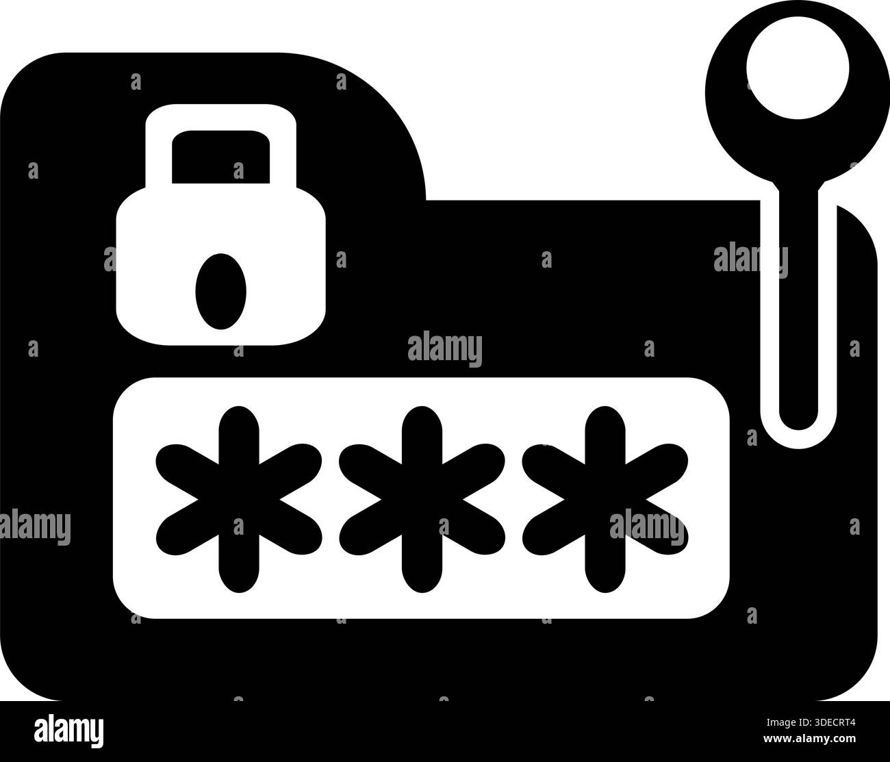 Icona cartella password protetta - simbolo di riservatezza file e dati crittografati con silhouette nera Illustrazione Vettoriale