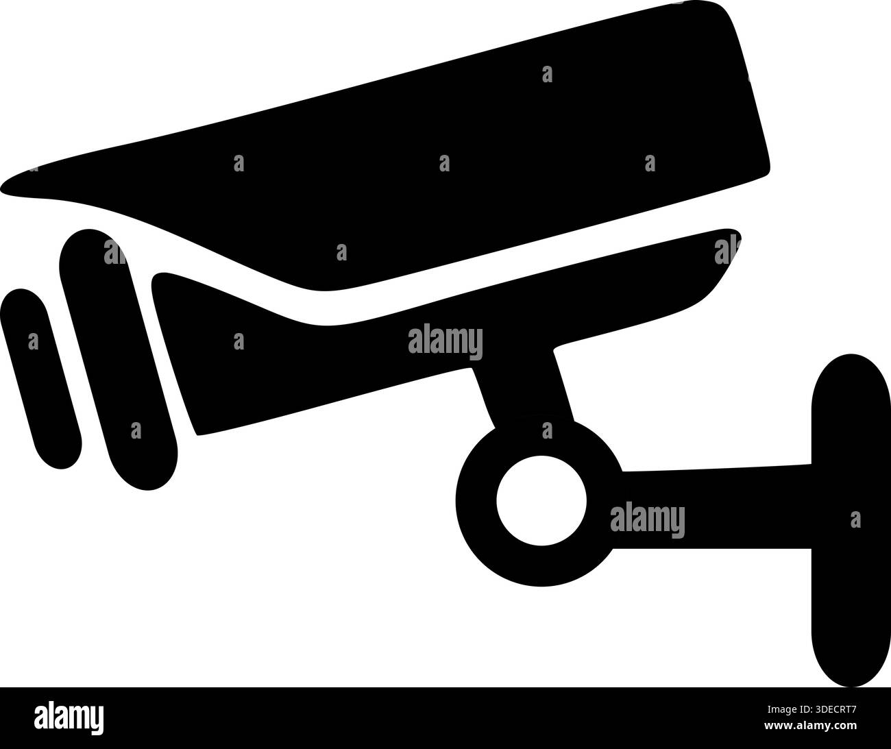 Icona telecamera di sicurezza - simbolo di sorveglianza e monitoraggio CCTV con silhouette nera Illustrazione Vettoriale