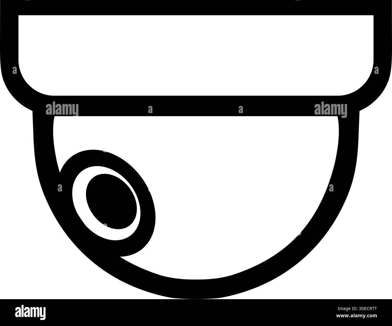 Icona telecamera di sicurezza a cupola - simbolo di sorveglianza e monitoraggio con contorno nero Illustrazione Vettoriale