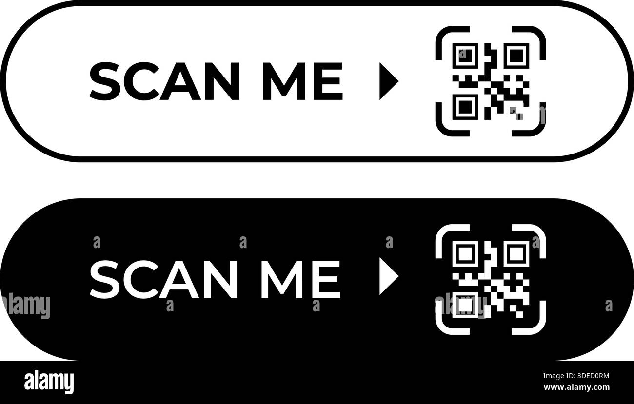 Set di icone scansione codice qr. Scansione del frame. Pulsanti PNG su sfondo trasparente. Illustrazione Vettoriale