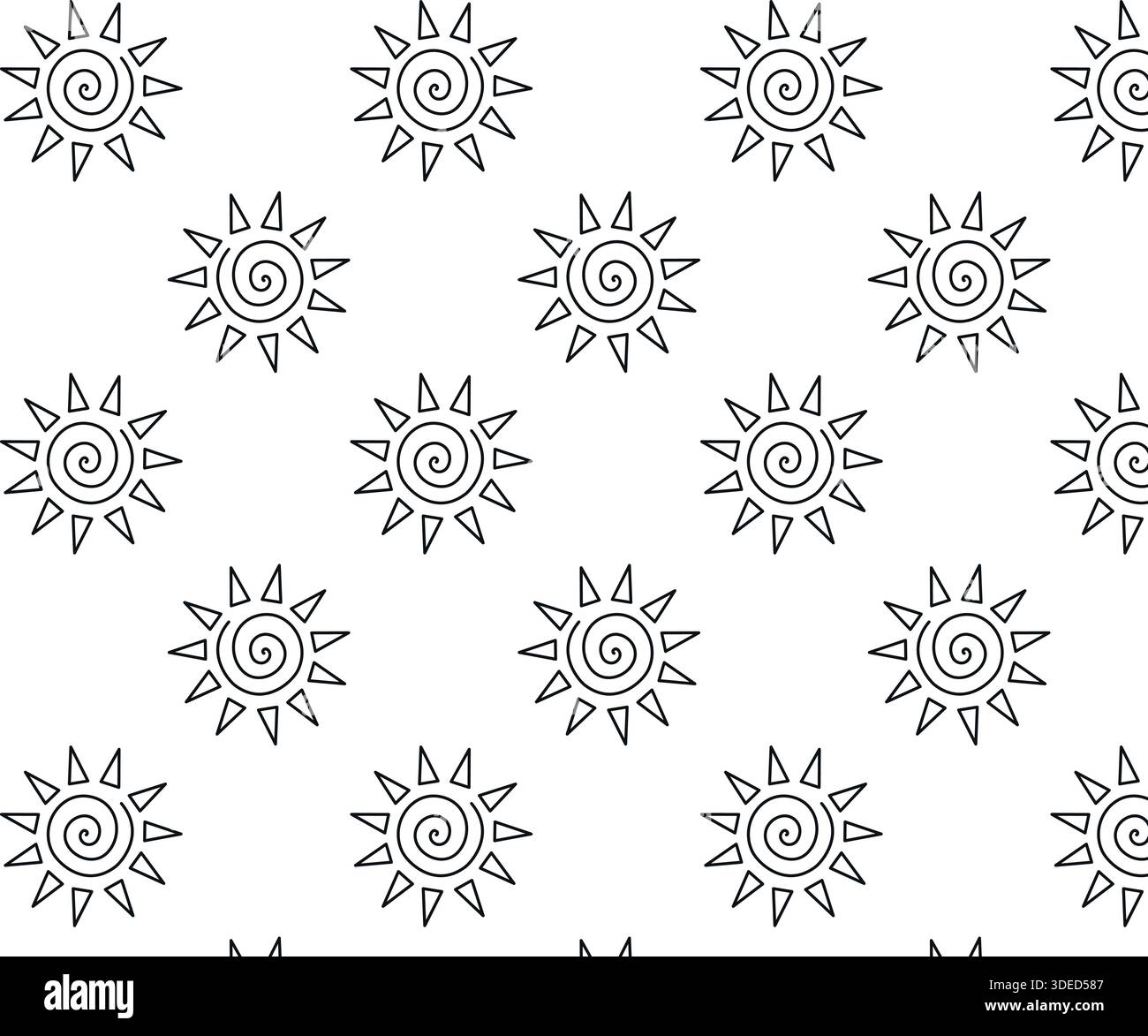 Semplice schema solare. Scarabocchi astratti. Sfondo bianco isolato. Illustrazione vettoriale. Illustrazione Vettoriale