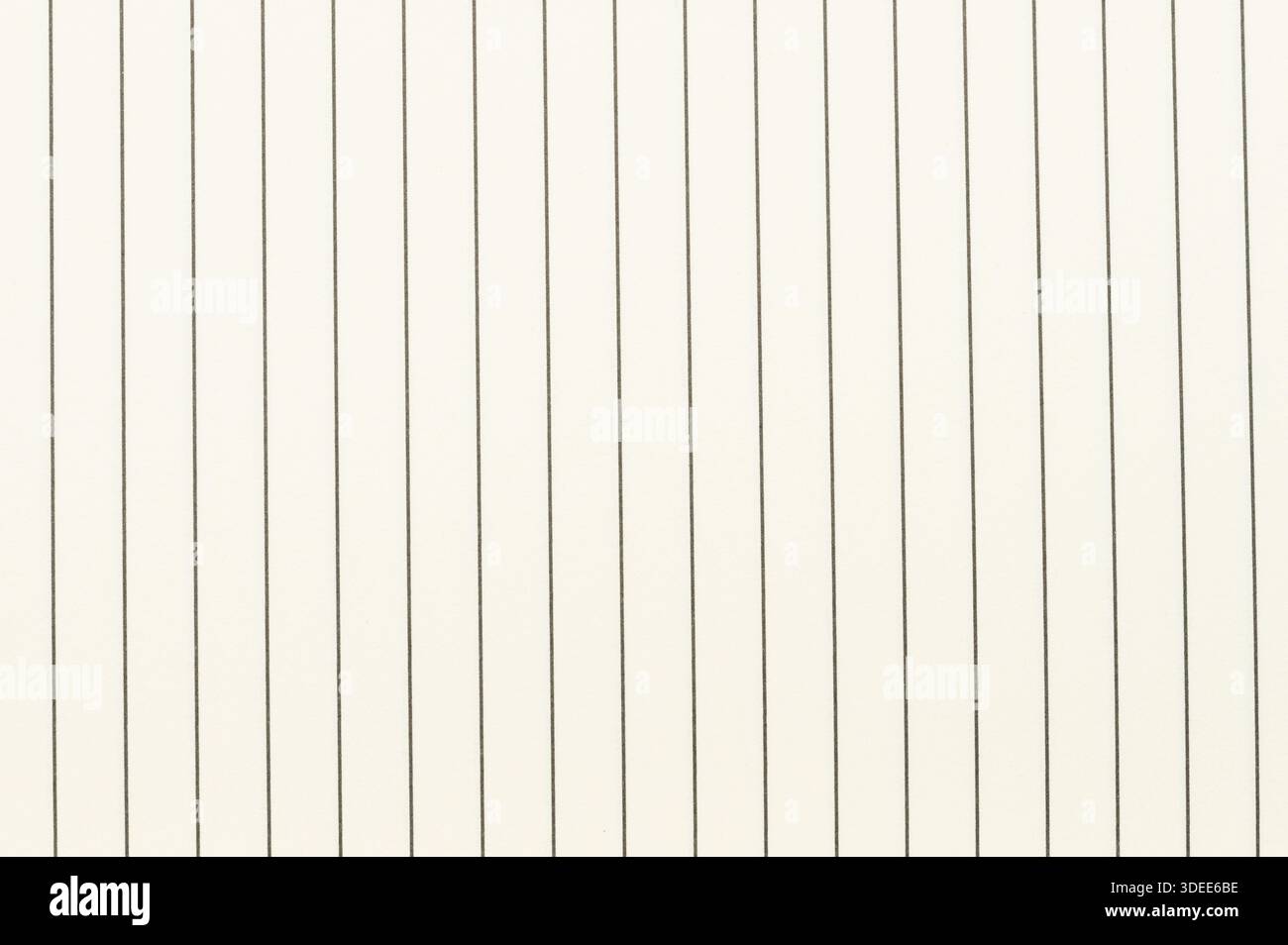 La carta foderata vuota mostra linee verticali sulla superficie per scrivere appunti o per esercitarsi nella scrittura a mano durante lo studio. Foto Stock